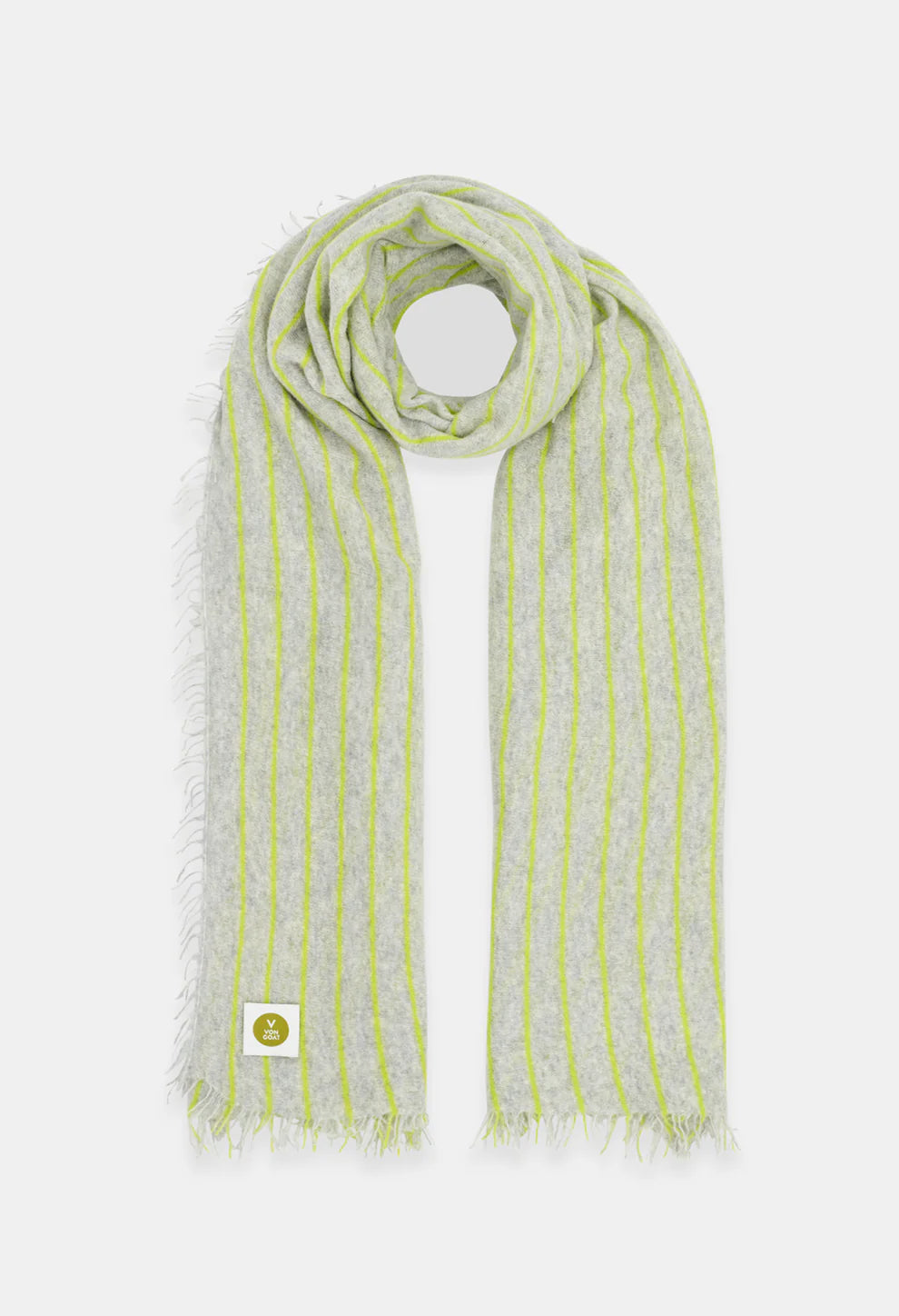 Kaschmir-Schal Melange Grey/Neon Yellow