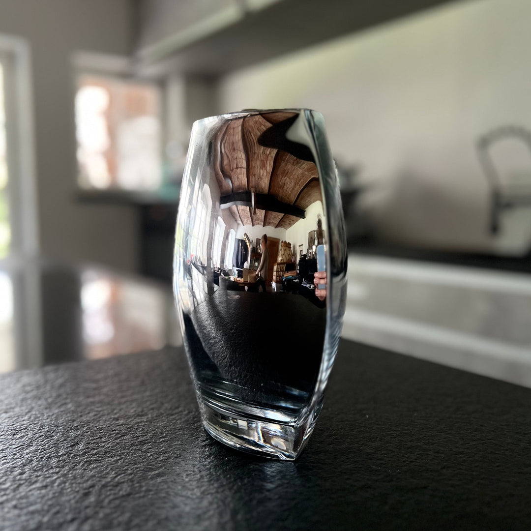 ELLIPSE Vase mit versilbertem Rand